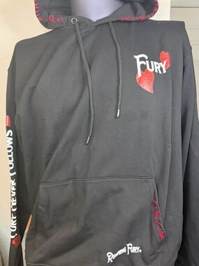 Reigning Fury Hoodie XL Black Red Heart Graphic Streetwear NWT